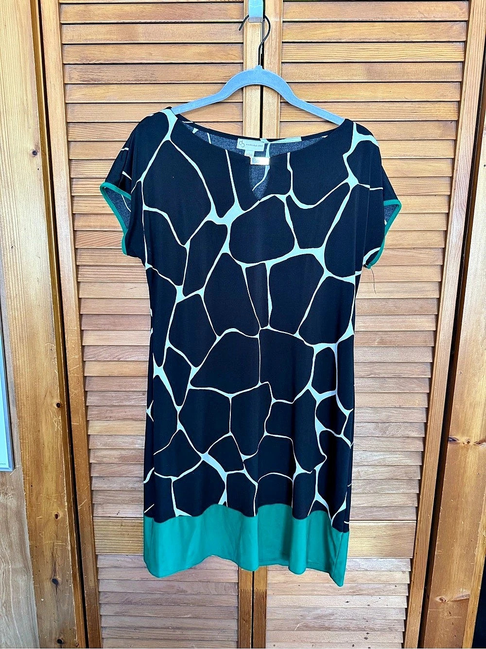 Dress Barn Geometric Mini Dress Black & Green Large